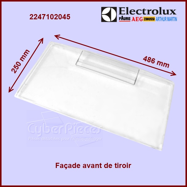 Façade avant de tiroir Electrolux 2247102045 - Pièces réfrigérateur...