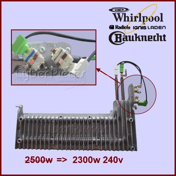 Résistance 2500W Whirlpool 481231028307 - Pièces sèche-linge