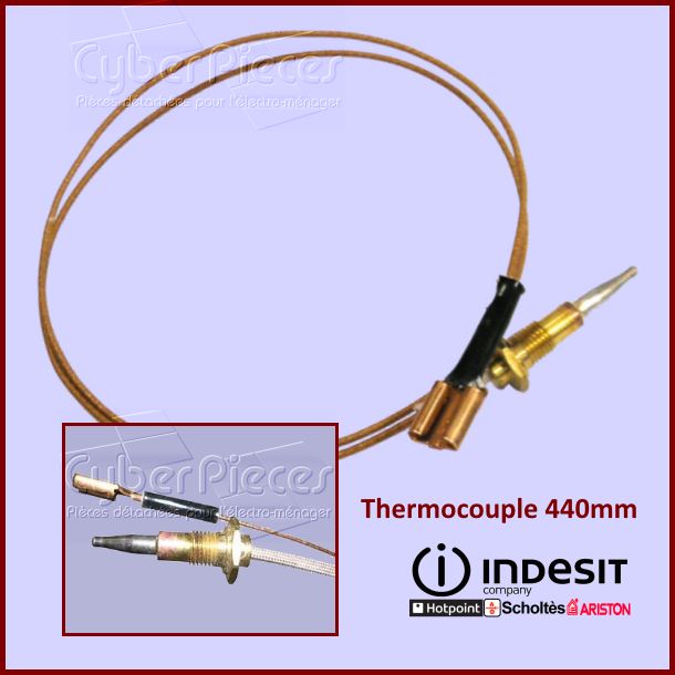 Thermocouple 440mm Indesit C00139362 - Pièces table de cuisson