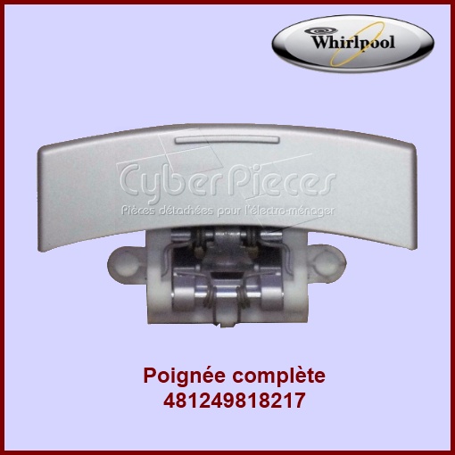 Poignée complète couleur argent 481249818217 -  Pièces machine à laver