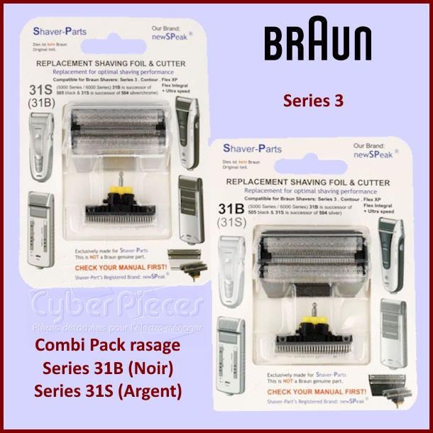Combi Pack rasage Series 31B (Noir) ou Series 31S (Argent)