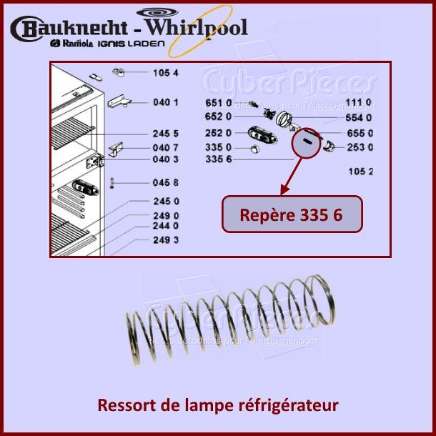 Ressort de lampe Whirlpool 481249148014 - PiÃ¨ces four