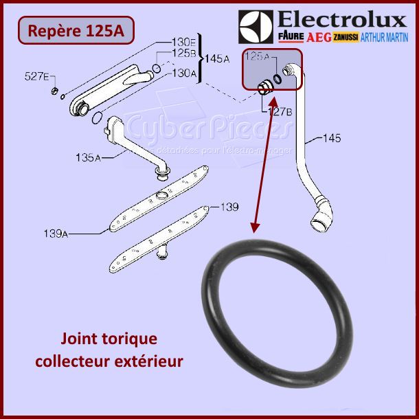 Joint collecteur extÃ©rieur Electrolux 50282650006 - PiÃ¨ces lave-vai...