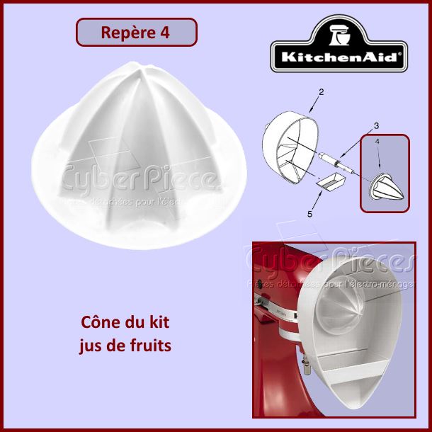 Cone du kit jus de fruits JE pour Kitchenaid 82962 - Pièces robot p...