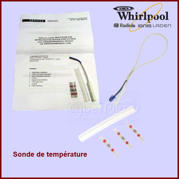 Kit Sonde Réfrigérateur Whirlpool 481231018846 / 481223708003 - Compatible Plusieurs Marques (Bauknecht, Smeg…)
