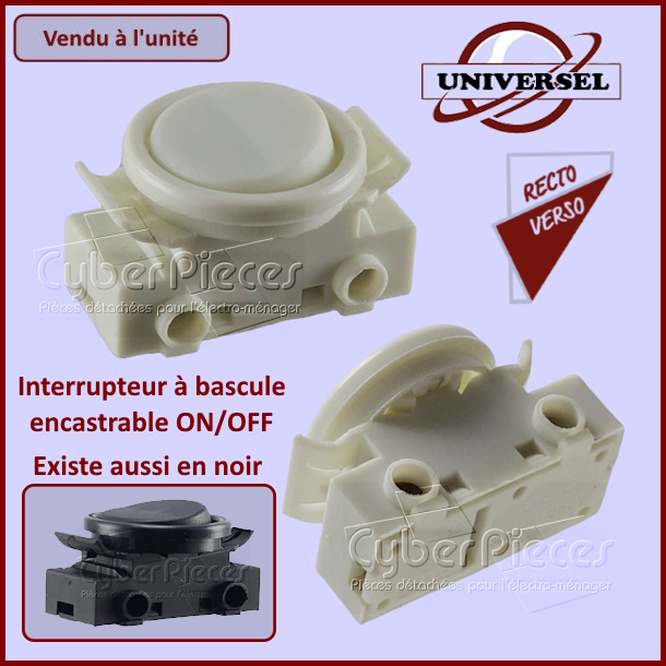 Interrupteur Ã  bascule BLANC encastrable 2A-250V avec anneau