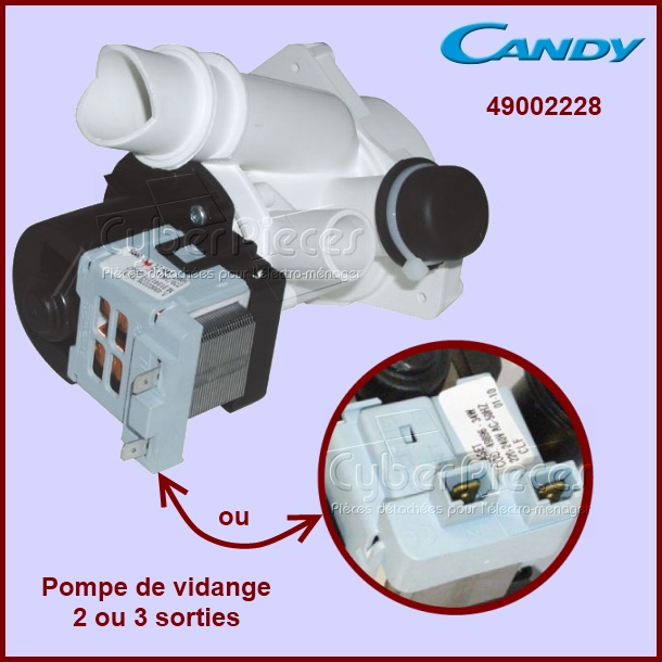 Pompe Candy Rosières 3 Sorties 49002228 -  Pièces machine à laver