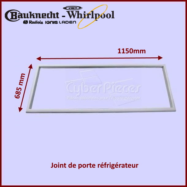 Joint De Porte De Réfrigérateur Whirlpool - Référence 481246688876 / C00195185 - Compatible Plusieurs Marques (Bauknecht, KitchenAid, Ariston...)