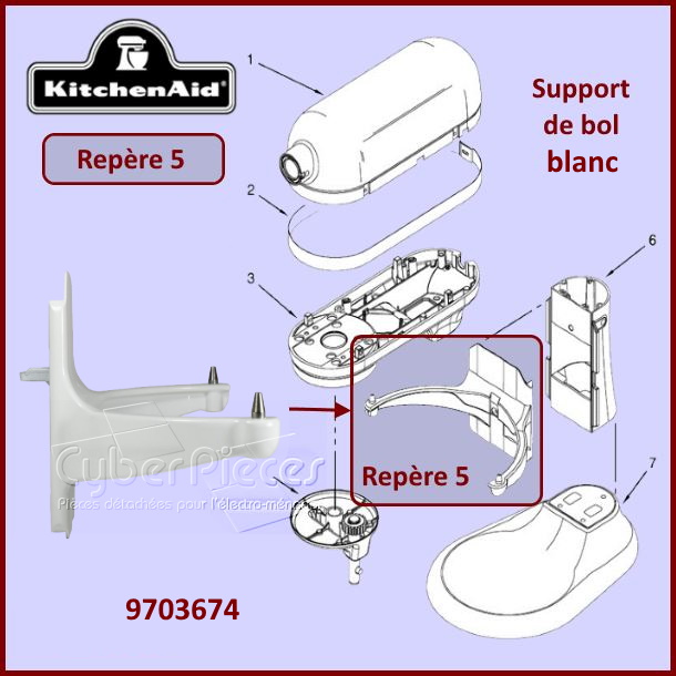 Support de bol blanc Kitchenaid 9703674