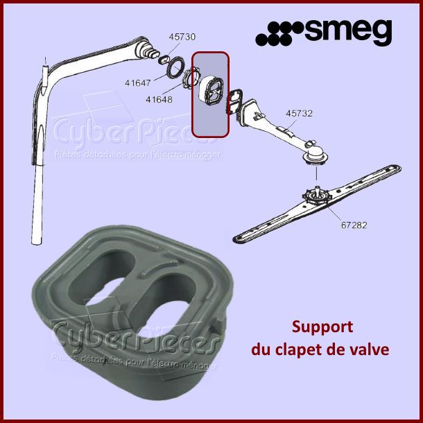 Support du clapet de valve Smeg 761810163 - Pièces lave-vaisselle