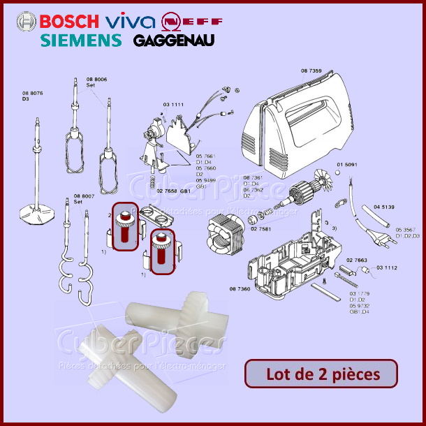 Roue dentée batteur Bosch 00031110