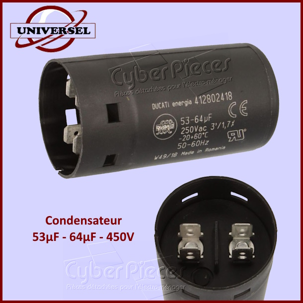 Condensateur Electrolytique 53µF - 64µF - 450V