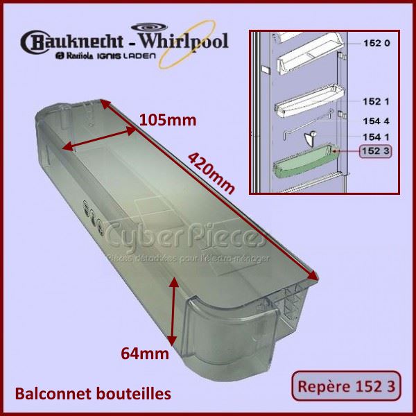 Balconnet Bouteille Whirlpool 481010471454 - PiÃ¨ces rÃ©frigÃ©rateur &...