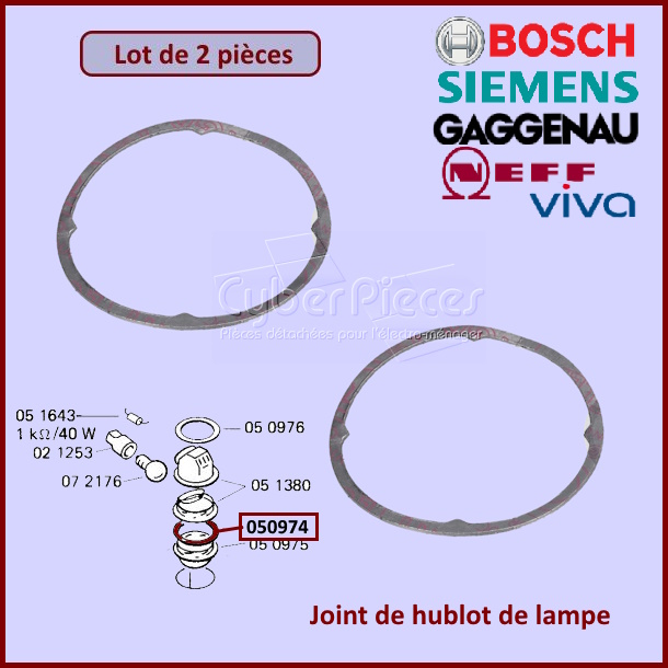 Joint de hublot de lampe de four Bosch 00050974