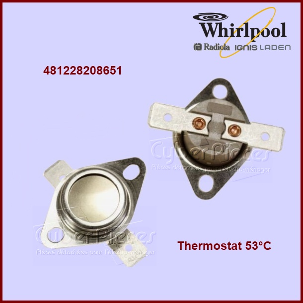 Thermostat 53°C - Whirlpool 481228208651 ***Pièce épuisée***