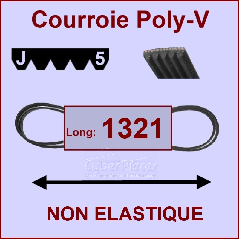 Courroie 1321J5 non élastique -  Pièces machine à laver