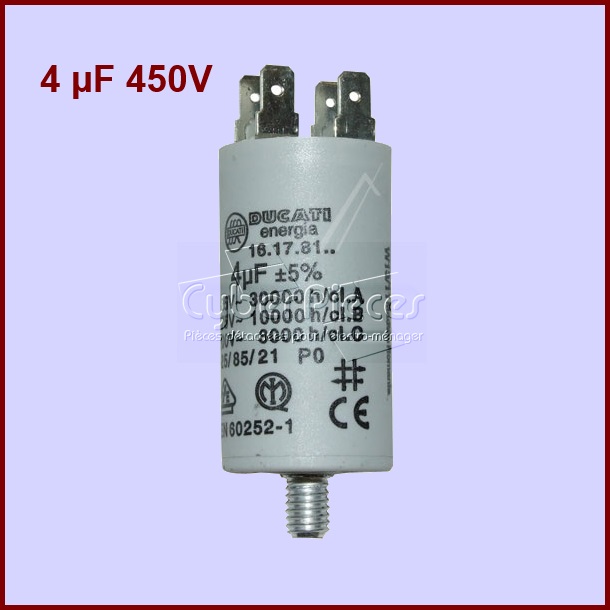 Condensateur 4,0ÃÂµF (4,0mF) 450V - Composants ÃÂ©lectriques