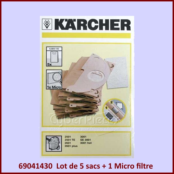 Lot de 5 sacs KARCHER 69041430 - Pièces aspirateur