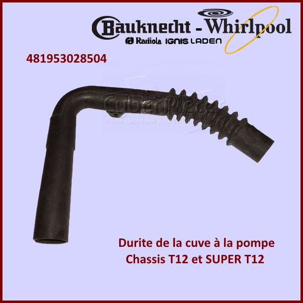 Durite Cuve - Pompe T12 Whirlpool 481953028504 -  Pièces machine à ...