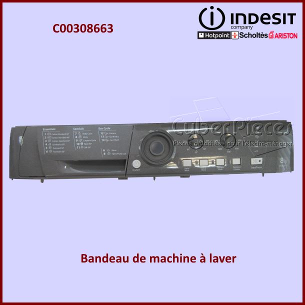 Tableau de bord HE8L493GUK Indesit C00308663 -  Pièces machine à laver