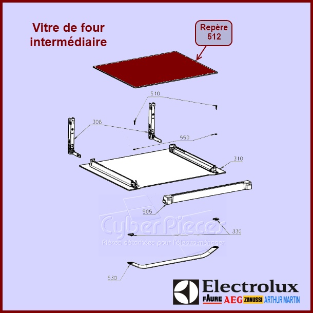 Vitre de four intermédiaire unidirect 3870697020 - Pièces four