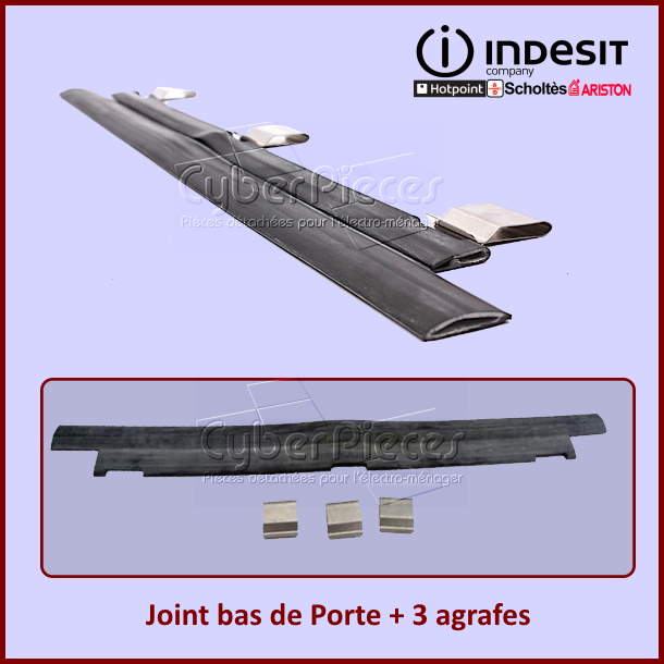 Joint bas de porte + 3 Agraphes Indesit C00056475 - Pièces lave-vai...