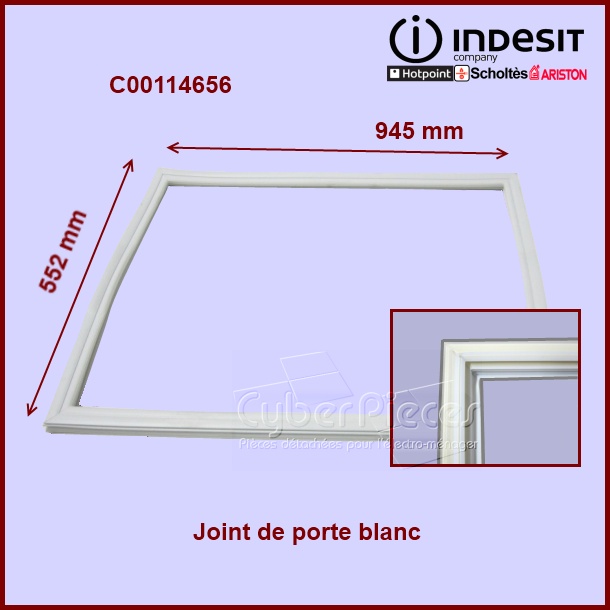 Joint blanc de porte 552 x 945 mm - C00114656 - Pièces réfrigérateu...