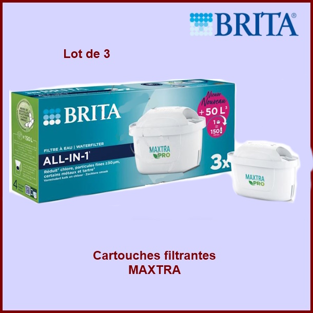 Lot de 3 Cartouches Filtrantes BRITA MAXTRA PRO – Pure Performance (3 mois de filtration)