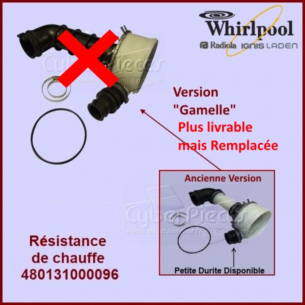 ÃlÃ©ment chauffant 2040 w + corps de pompe Whirlpool 481010518499 - ...