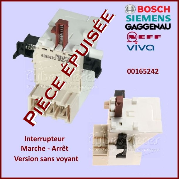 Interrupteur Marche-Arrêt Bosch 00165242 - Pièces lave-vaisselle