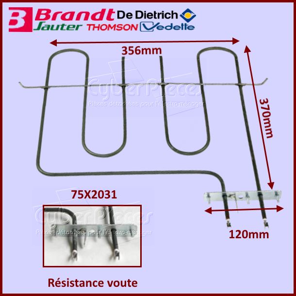 Resistance 2100w Brandt 75X2031 - Pièces four