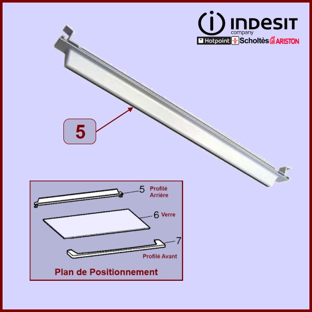 Profilé Clayette arrière blanc C00114605 - Pièces réfrigérateur & c...
