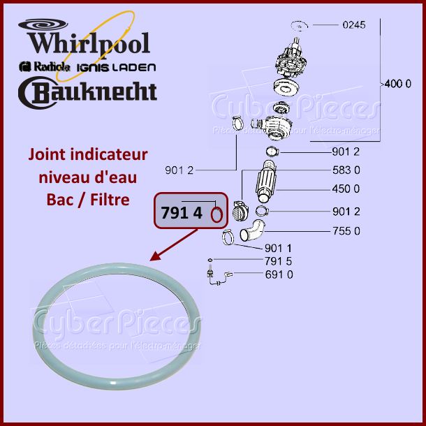 Joint Bac Filtre Whirlpool 481246668503 - Pièces lave-vaisselle