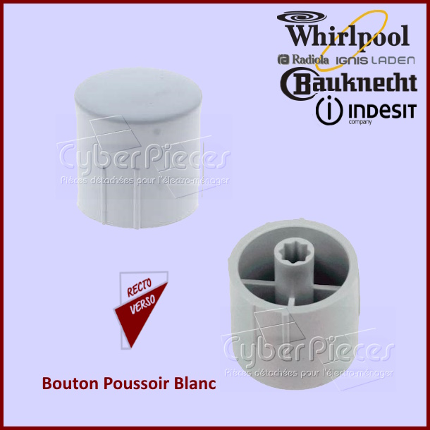 Bouton Poussoir Blanc - Pièces lave-vaisselle