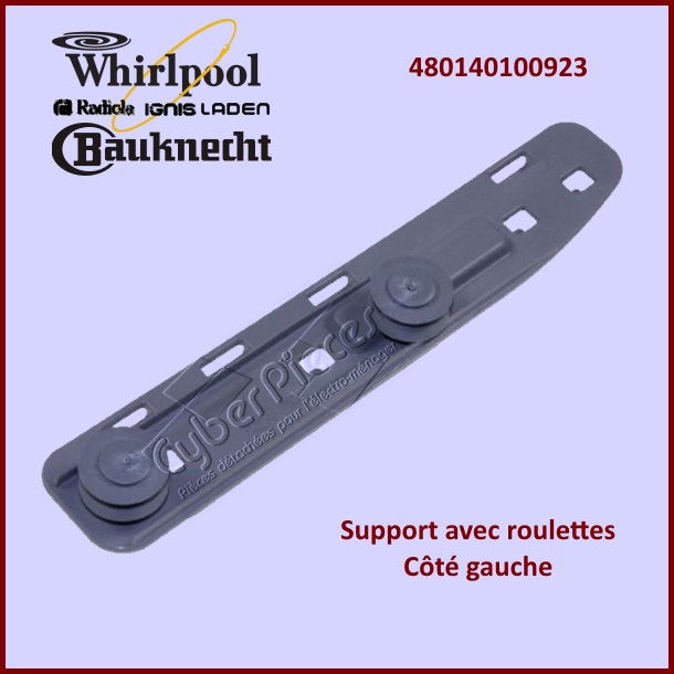 Support avec roulettes Whirlpool 480140100923 - Pièces lave-vaisselle