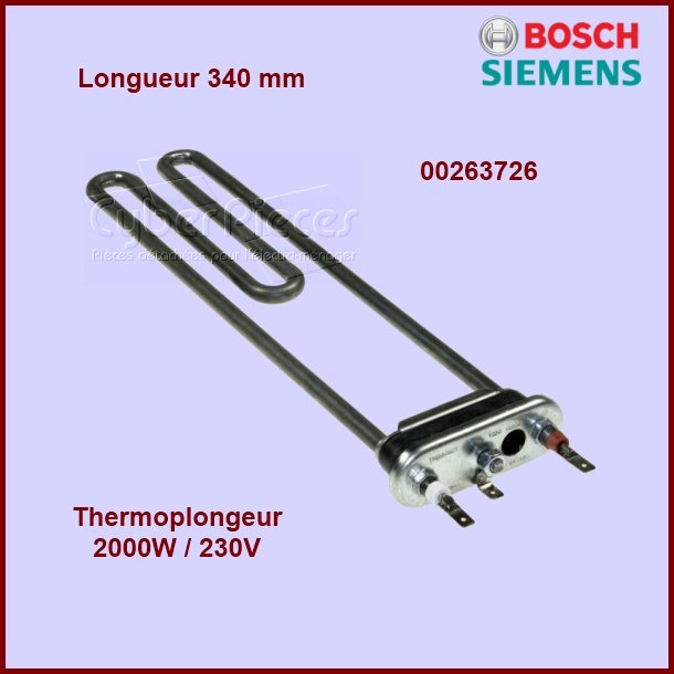 Thermoplongeur 2000w - 340mm 263726 -  Pièces machine à laver