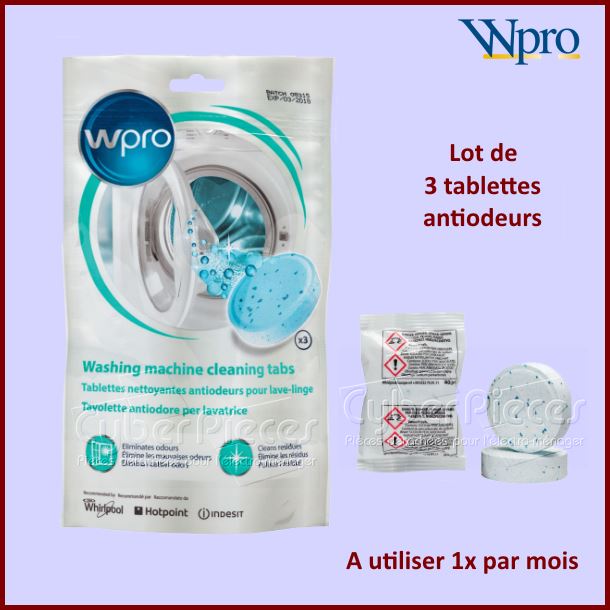 Tablettes nettoyantes antiodeurs pour lave-linge AFR301 -  Pièces m...