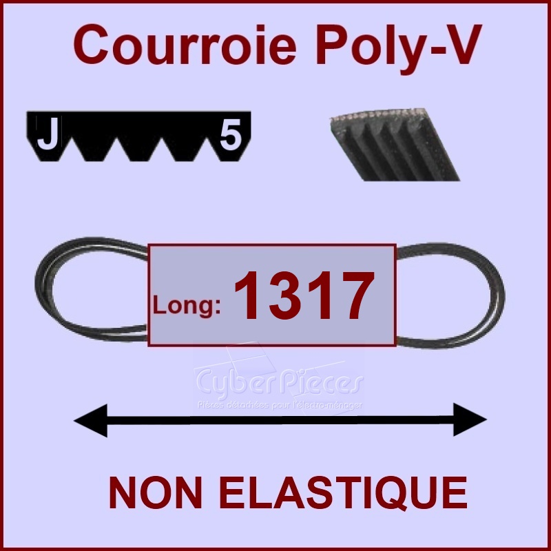 Courroie 1317J5 non élastique -  Pièces machine à laver