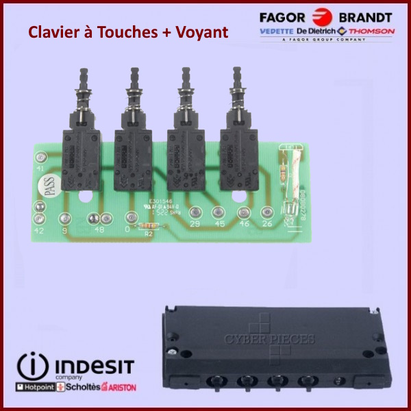 Clavier à Touches + Voyant C00133075 - Pièces hotte