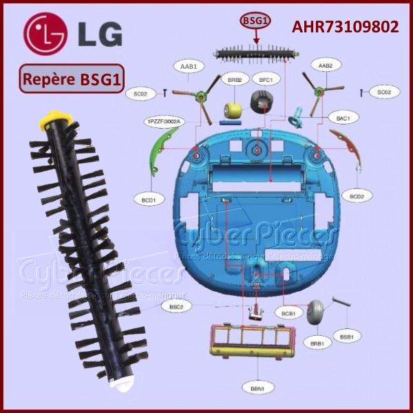 Brosse rotative aspirateur robot LG AHR73109802 - PiÃ¨ces aspirateur