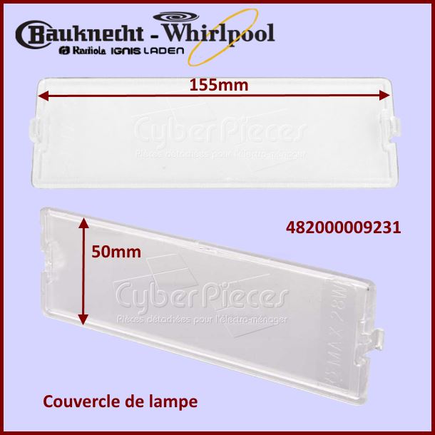 Diffuseur lumière de hotte Whirlpool 482000009231 - Pièces hotte