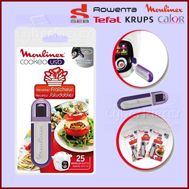 Clé USB Cookeo - Recettes Fraîcheur Seb XA600511 - Pièces robots mé...