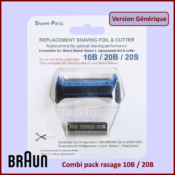 Combi pack rasage 10B / 20B Version adaptable Braun 81387932
