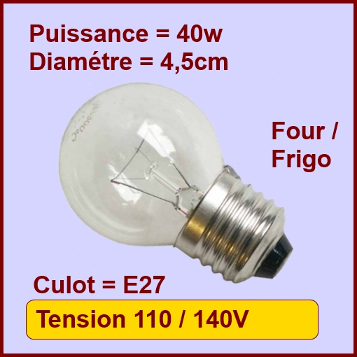 Lampe Sphérique E27 - 40w - 130v - Pièces réfrigérateur & congélateur