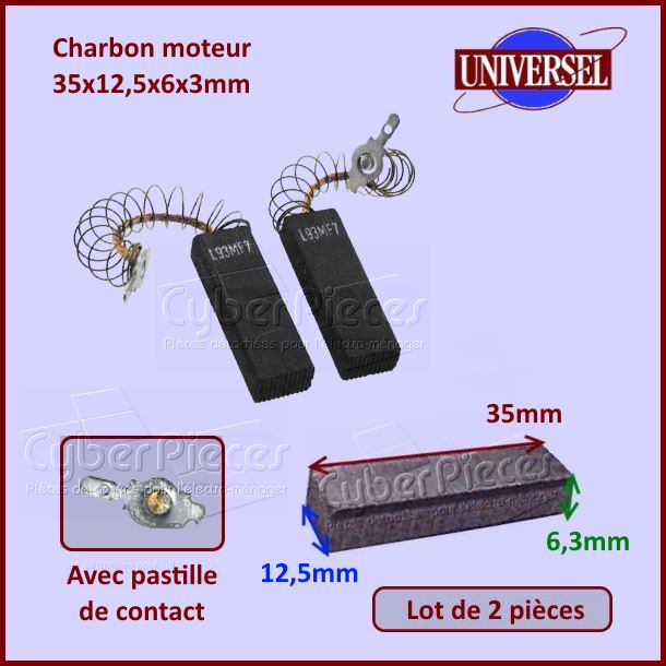 Charbons moteur 35x12,5x6,3mm Aeg 8996454250953