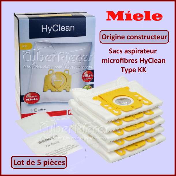 Lot de 5 Sacs aspirateur HyClean Type KK Miele 10123260