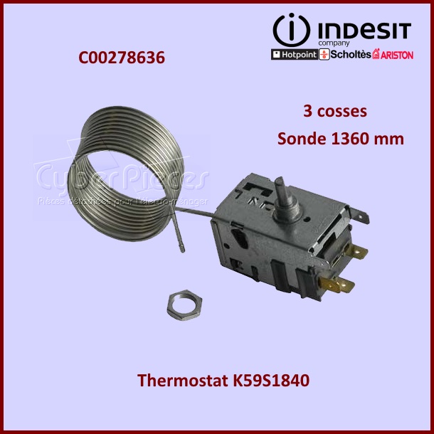 Thermostat K59S1840 Indesit C00278636 - Pièces réfrigérateur & cong...