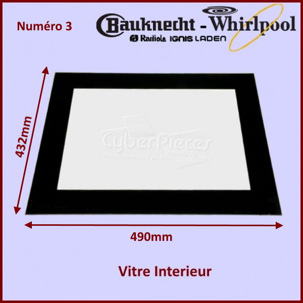Vitre Intérieur Whirlpool 480121101609 - Pièces four