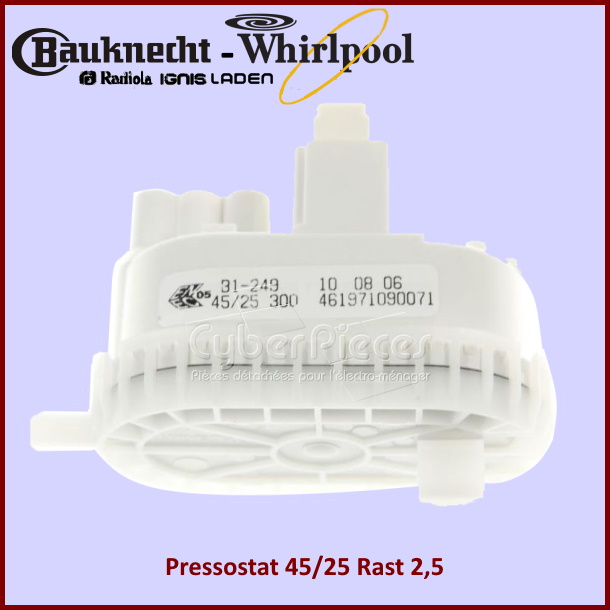 Pressostat 45/25 Rast 2,5 Whirlpool 481227128552