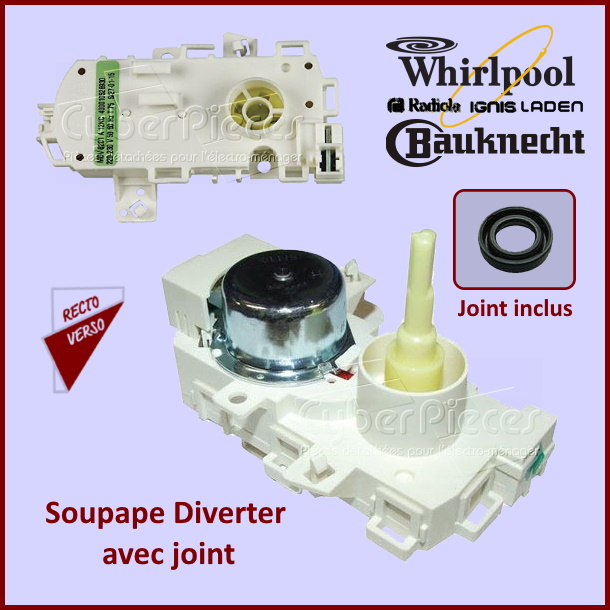 Soupape Diverter Whirlpool 481010745146 (MDV8201 - MDV8202) - Pièce...